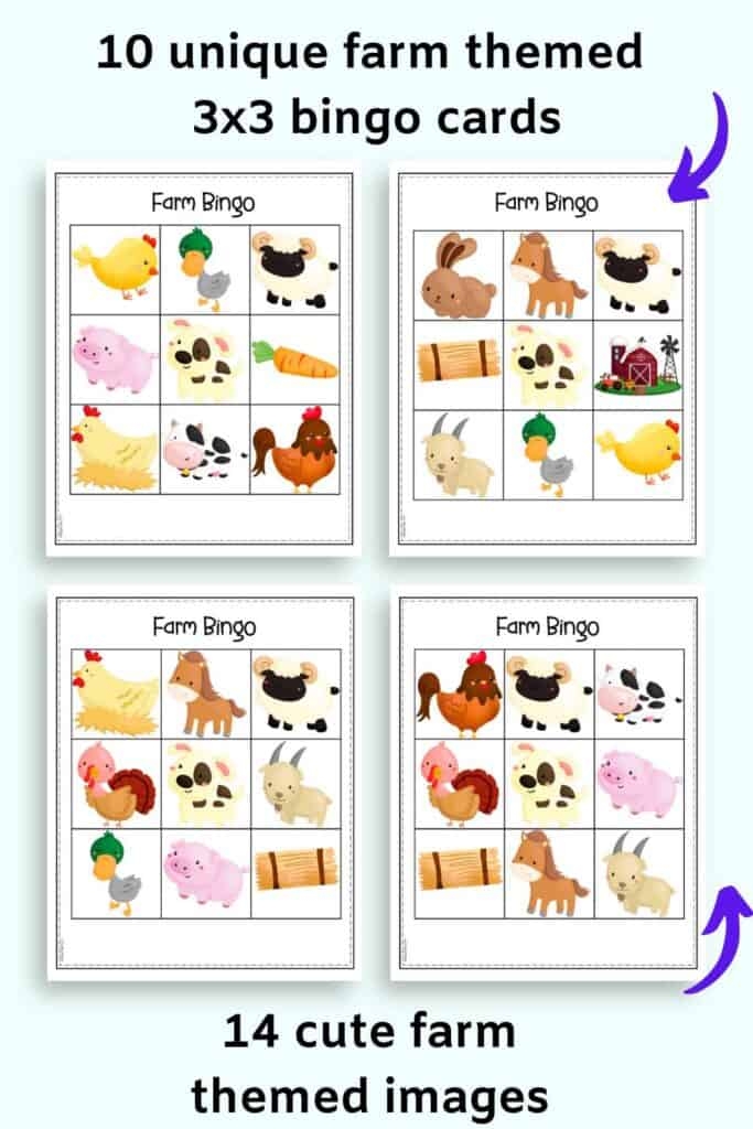 Free Printable Farm Animal Bingo Cards Printable Word Searches 