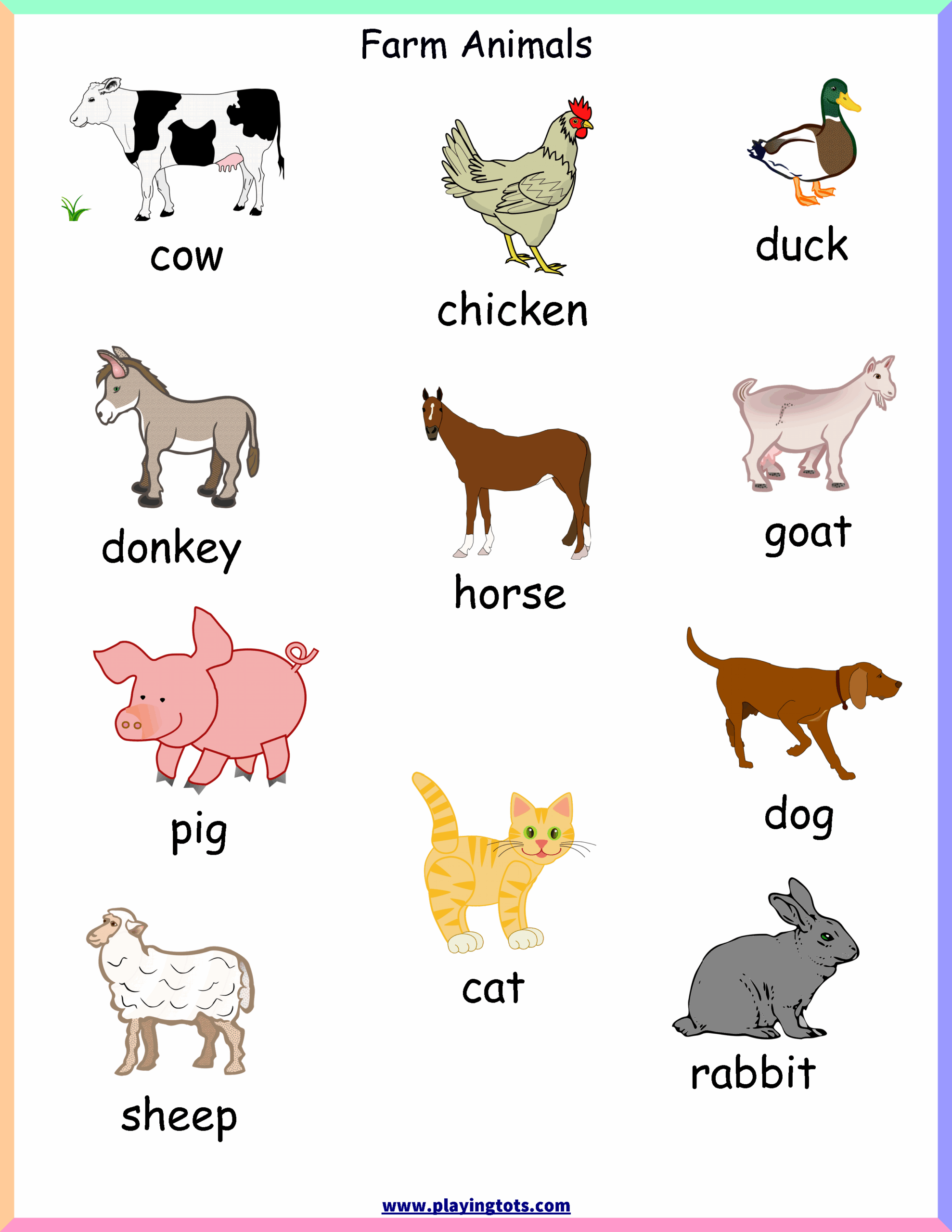 printable farm animal pictures