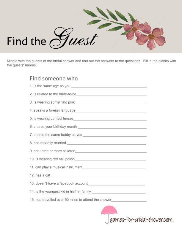 Free Printable Find The Guest Icebreaker Game