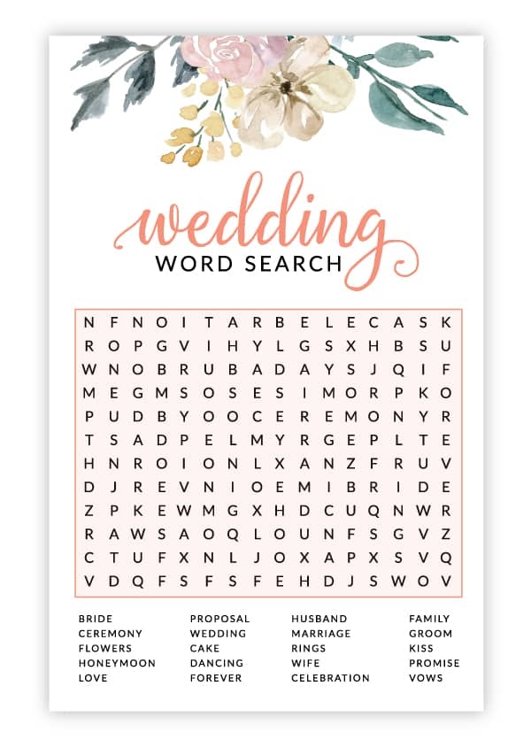Free Printable Floral Bridal Shower Games And Activities