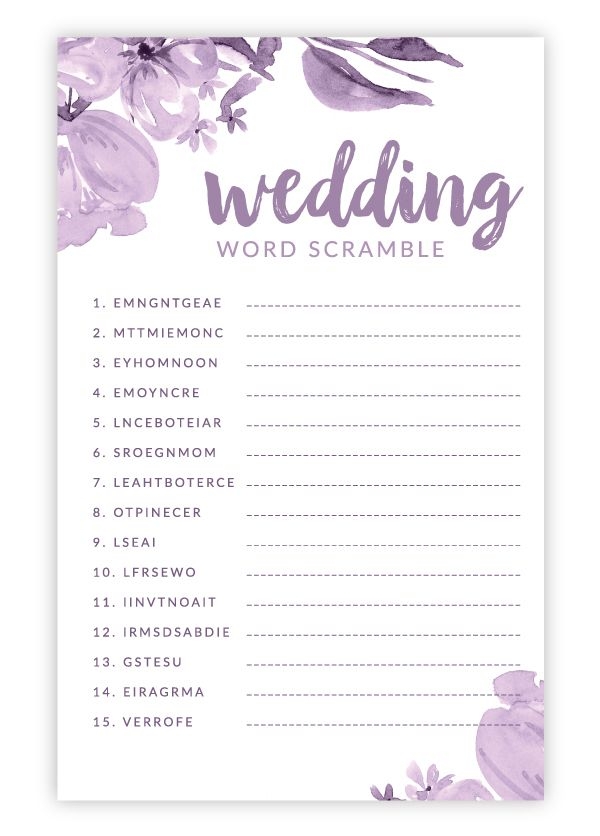 free printable floral bridal shower games