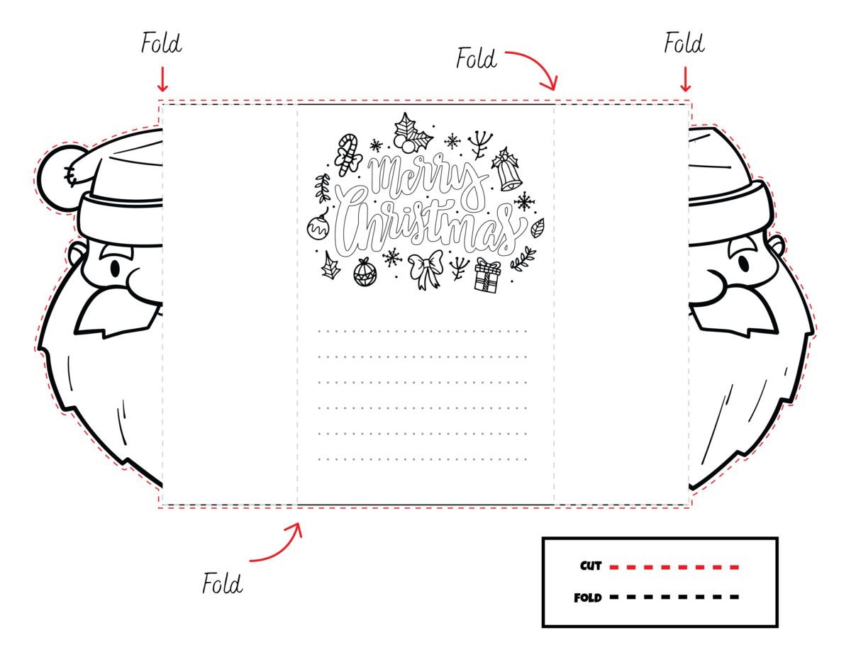 foldable template printable christmas cards to color