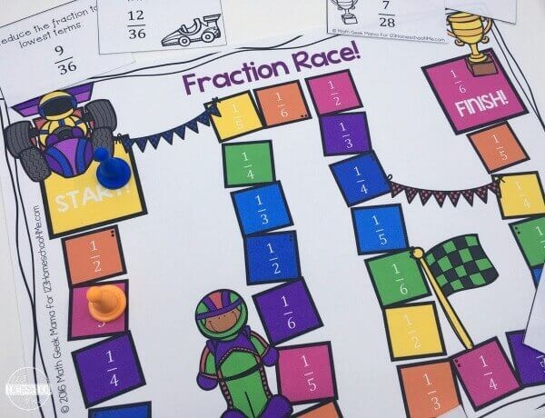 FREE Printable Fraction Board Math Games Math Fraction Games Fun 