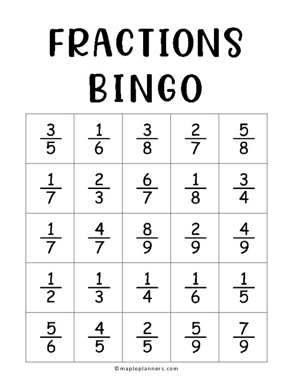 Free Printable Fraction Games Printable World Holiday