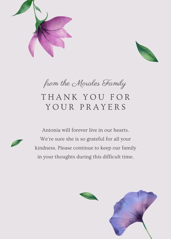 Free Printable Funeral Thank You Card Templates To 53 OFF