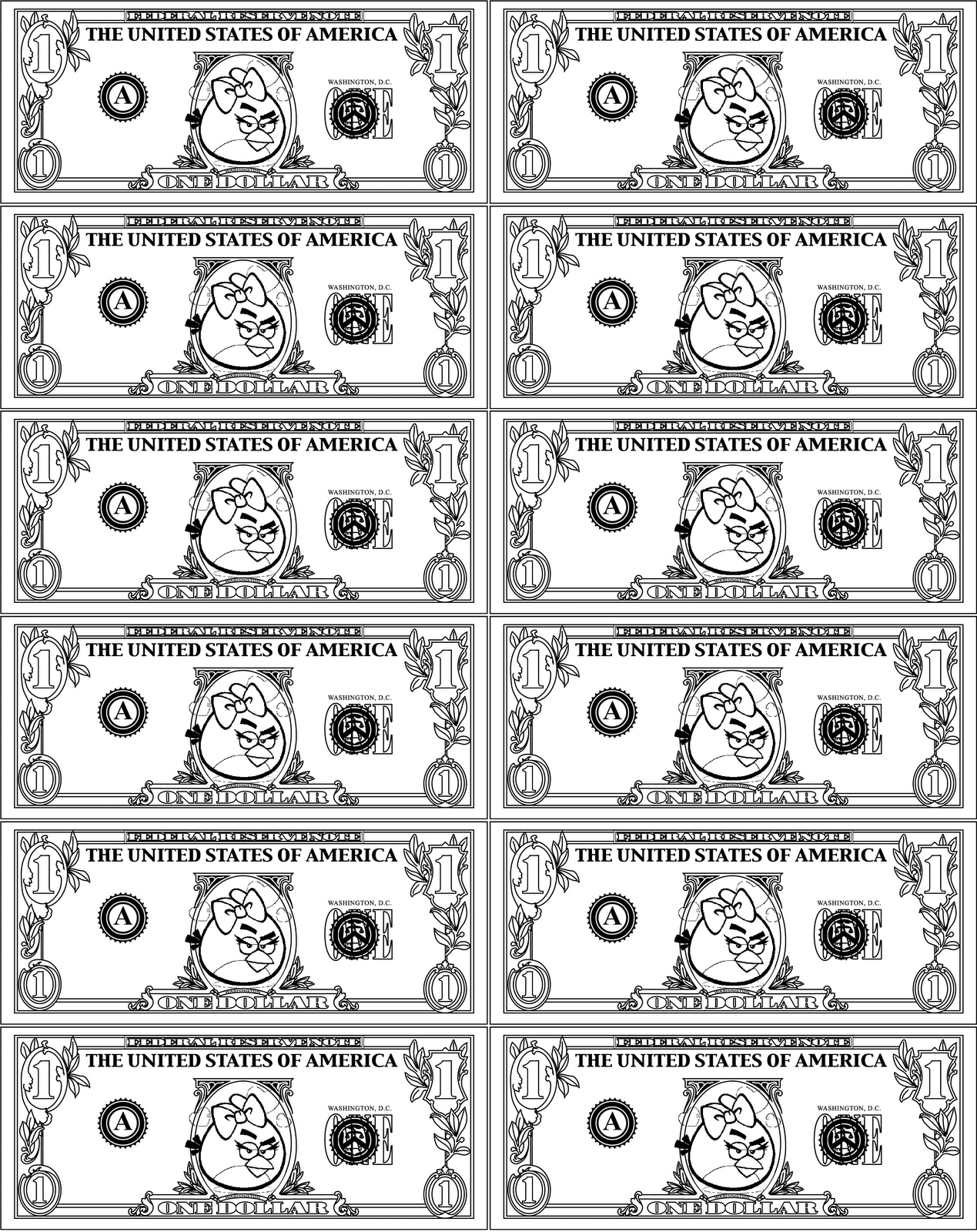 free printable game money black and white