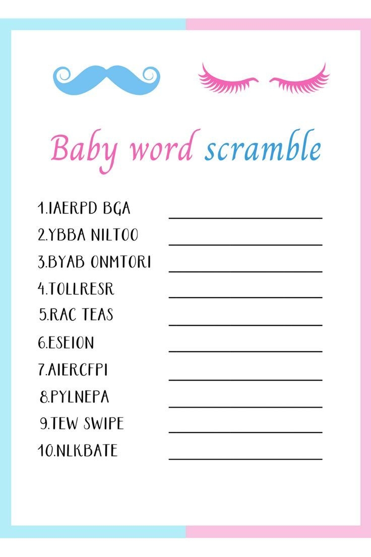 Free Printable Gender Reveal Games FREE Printable A Z