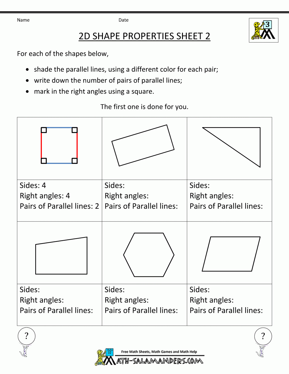 Free Printable Geometry Worksheets 3rd Grade