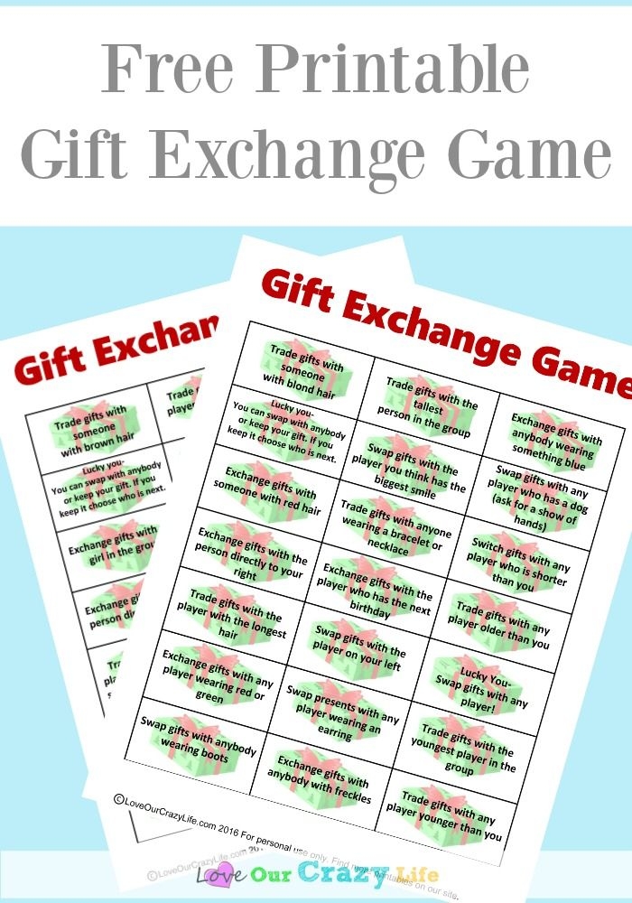 Free Printable Gift Exchange Games Printable Calendars AT A GLANCE