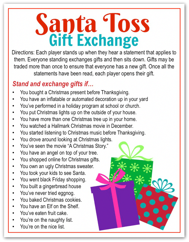 Free Printable Gift Exchange Games Printable Word Searches