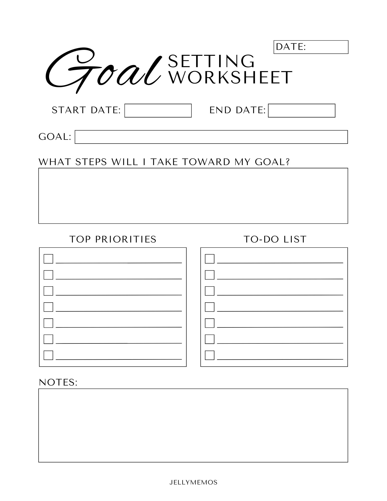 Free Printable Goal Setting Worksheets Aesthetic Goal Planning
