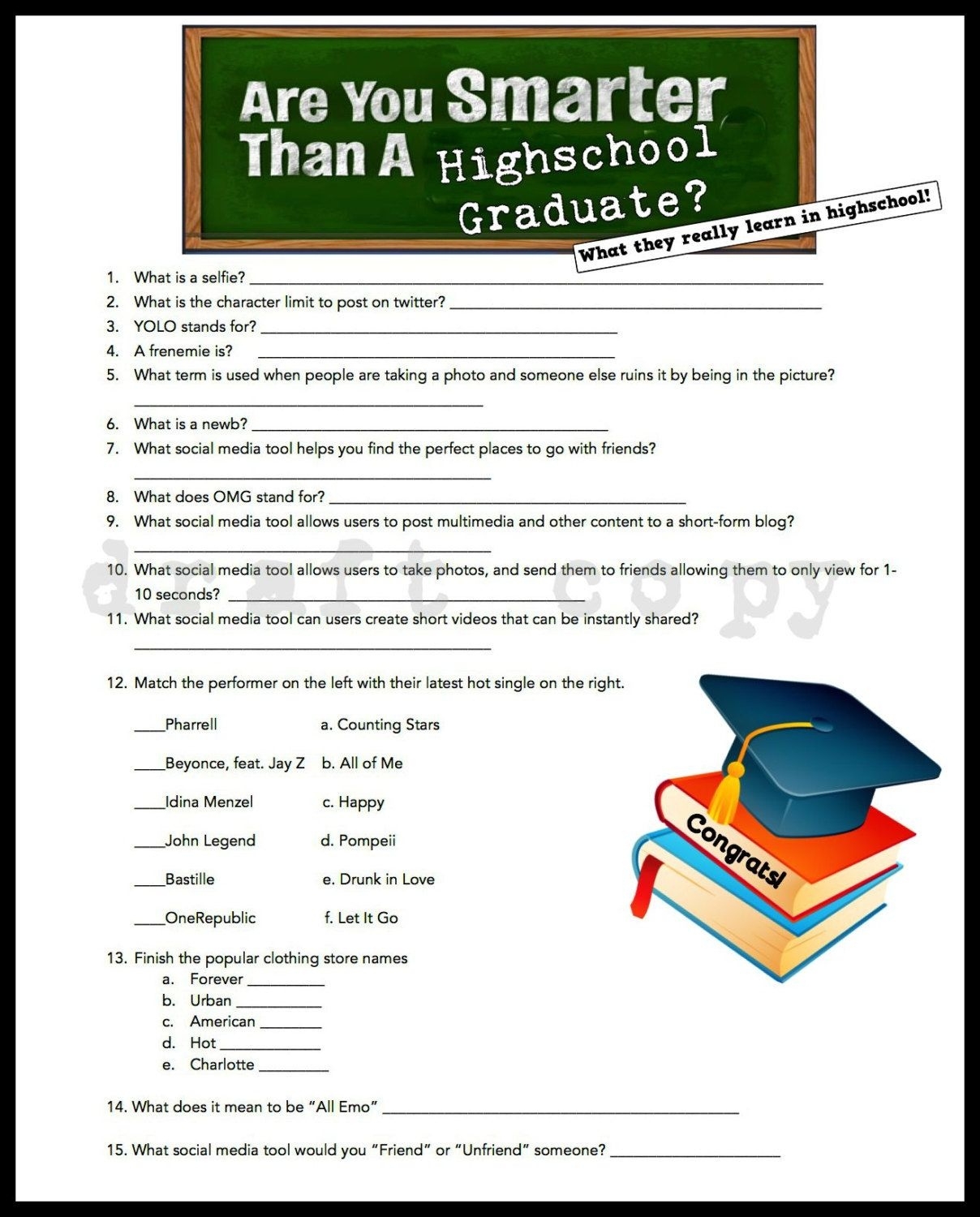 Free Printable Graduation Party Games Free Printable