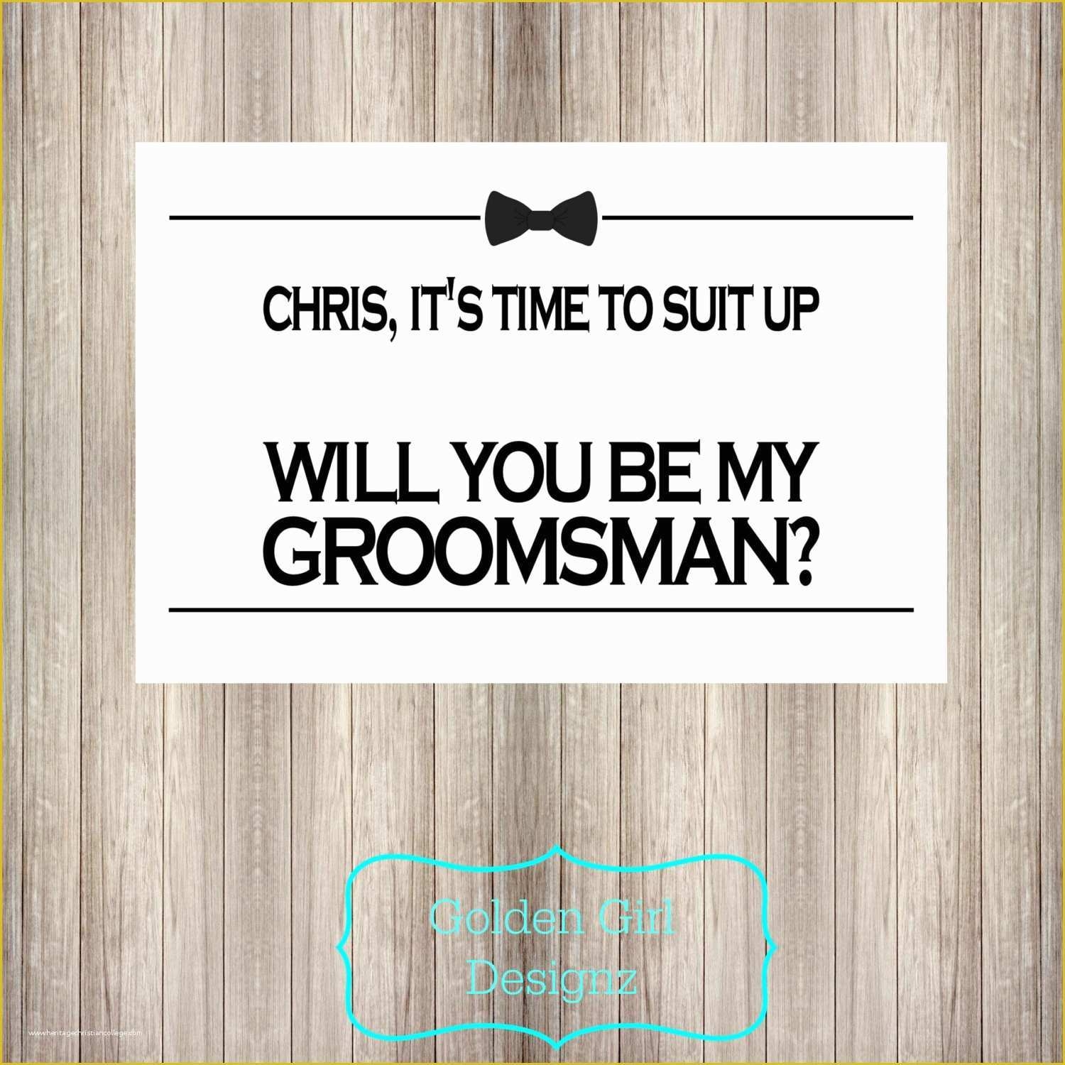 Free Printable Groomsman Card Template Will You Be My Groomsman 