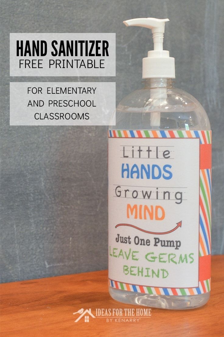 Free Printable Hand Sanitizer Label For Back To School Classrooms