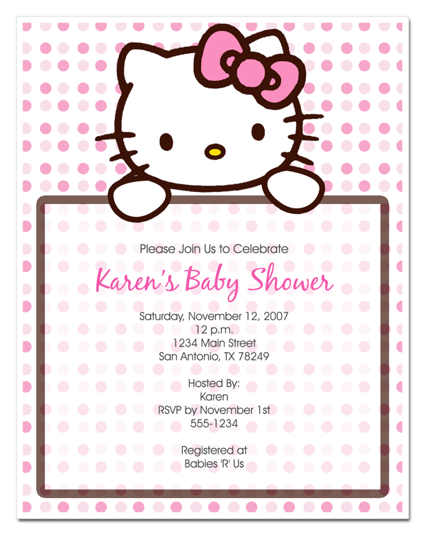 Free Printable Hello Kitty Baby Shower Invitation