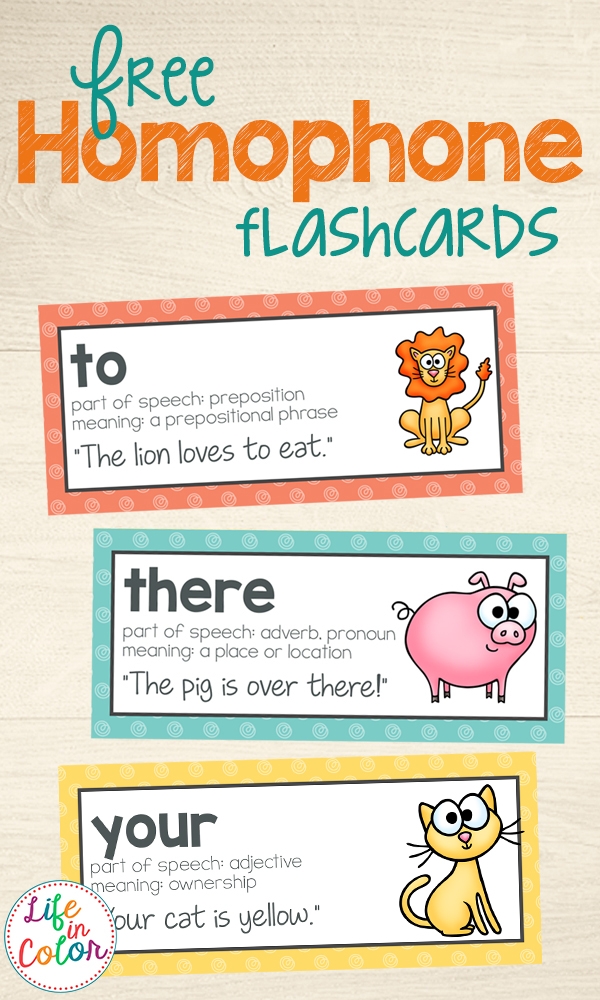 Free Printable Homophone Flashcards And Word Wall Words