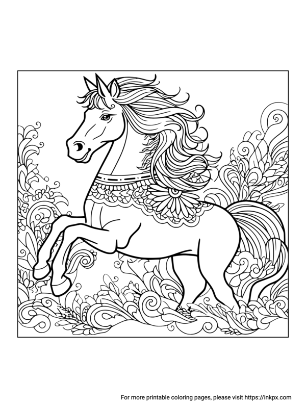 Free Printable Horse Coloring Page For Adults InkPx