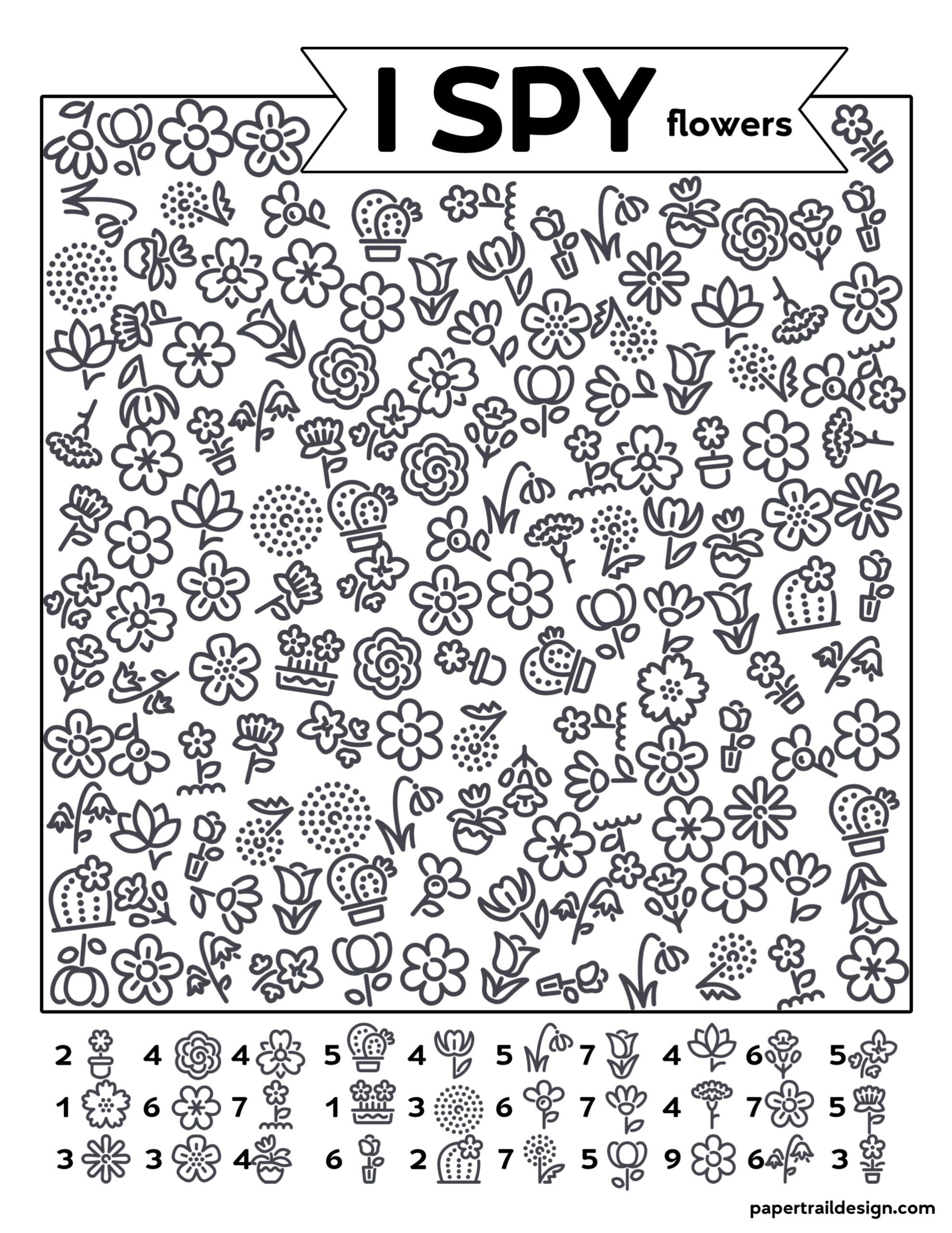 Free Printable I Spy Flowers Activity Paper Trail Design