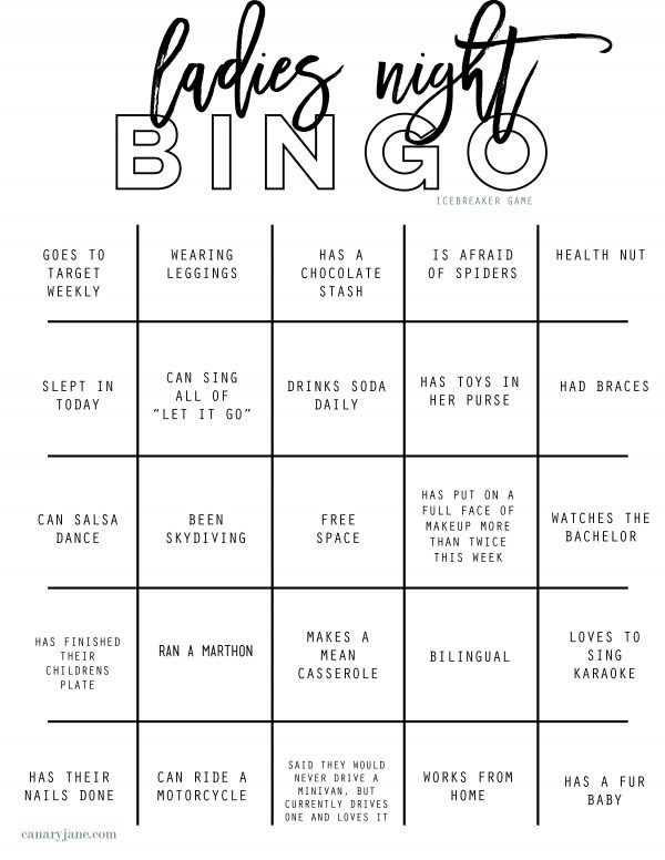 Free Printable Ladies Night Games