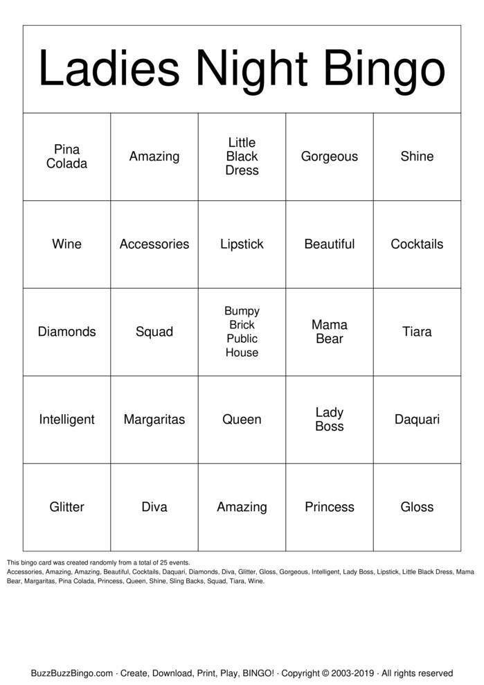 free printable girls night games