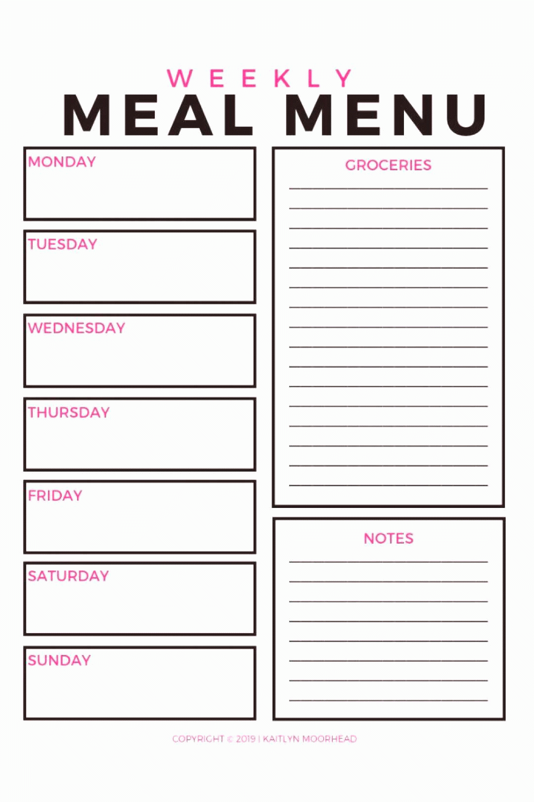 Free Printable Menu Template Free Printable Menu Printable Menu 