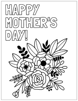 FREE Printable Mother 39 s Day Coloring Page Card TPT