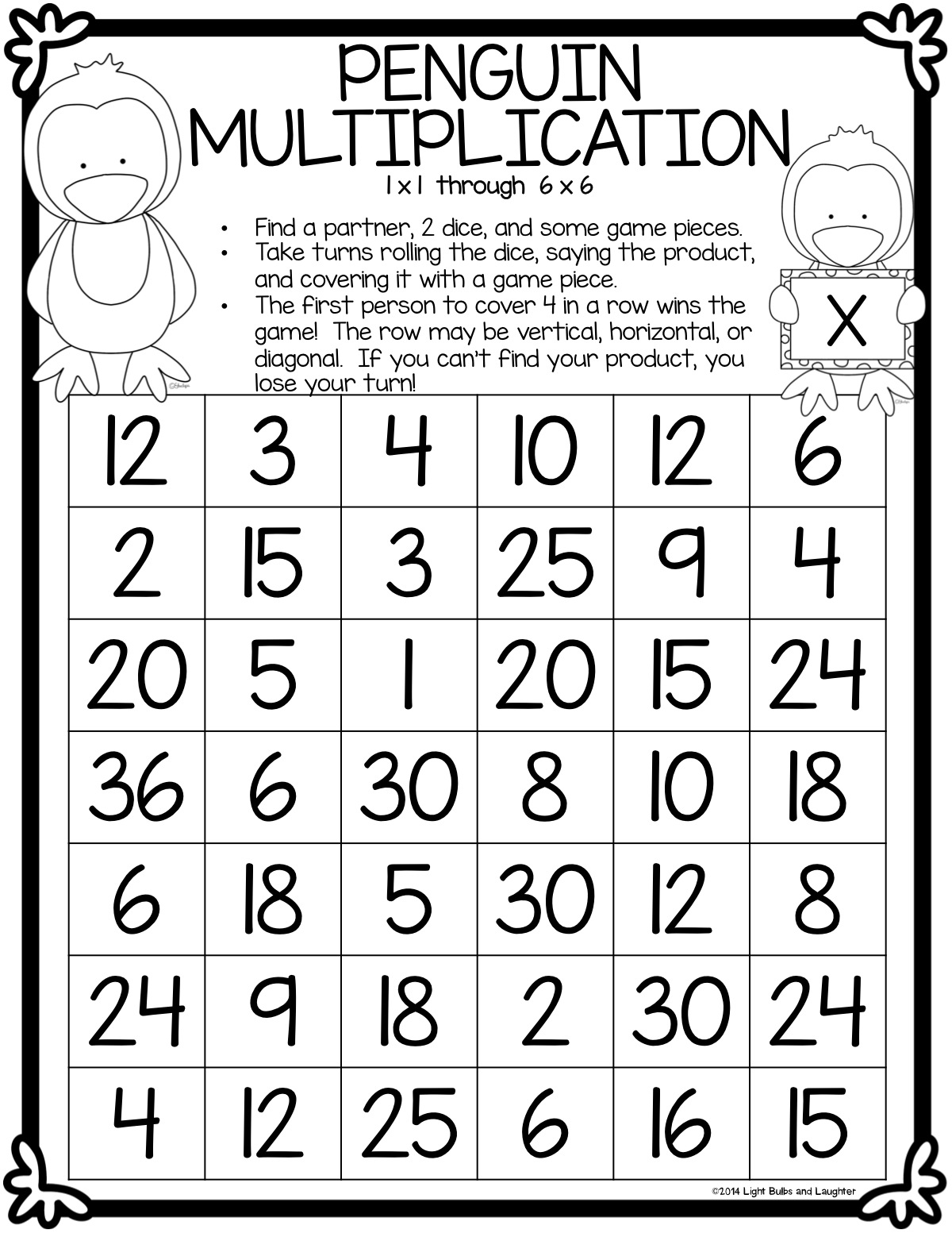 Free Printable Multiplication Games