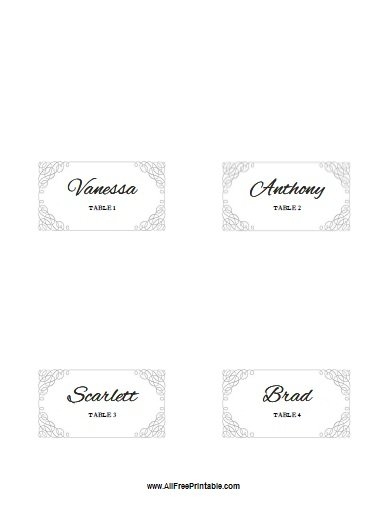 Free printable name place cards template Birbelv
