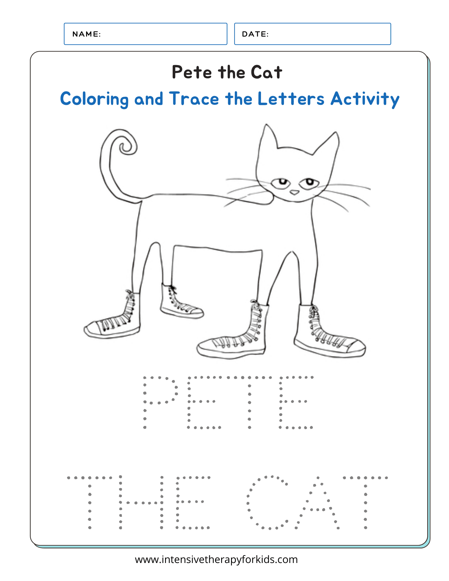 pete the cat free printable activities