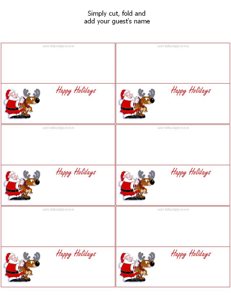 free printable christmas place card template