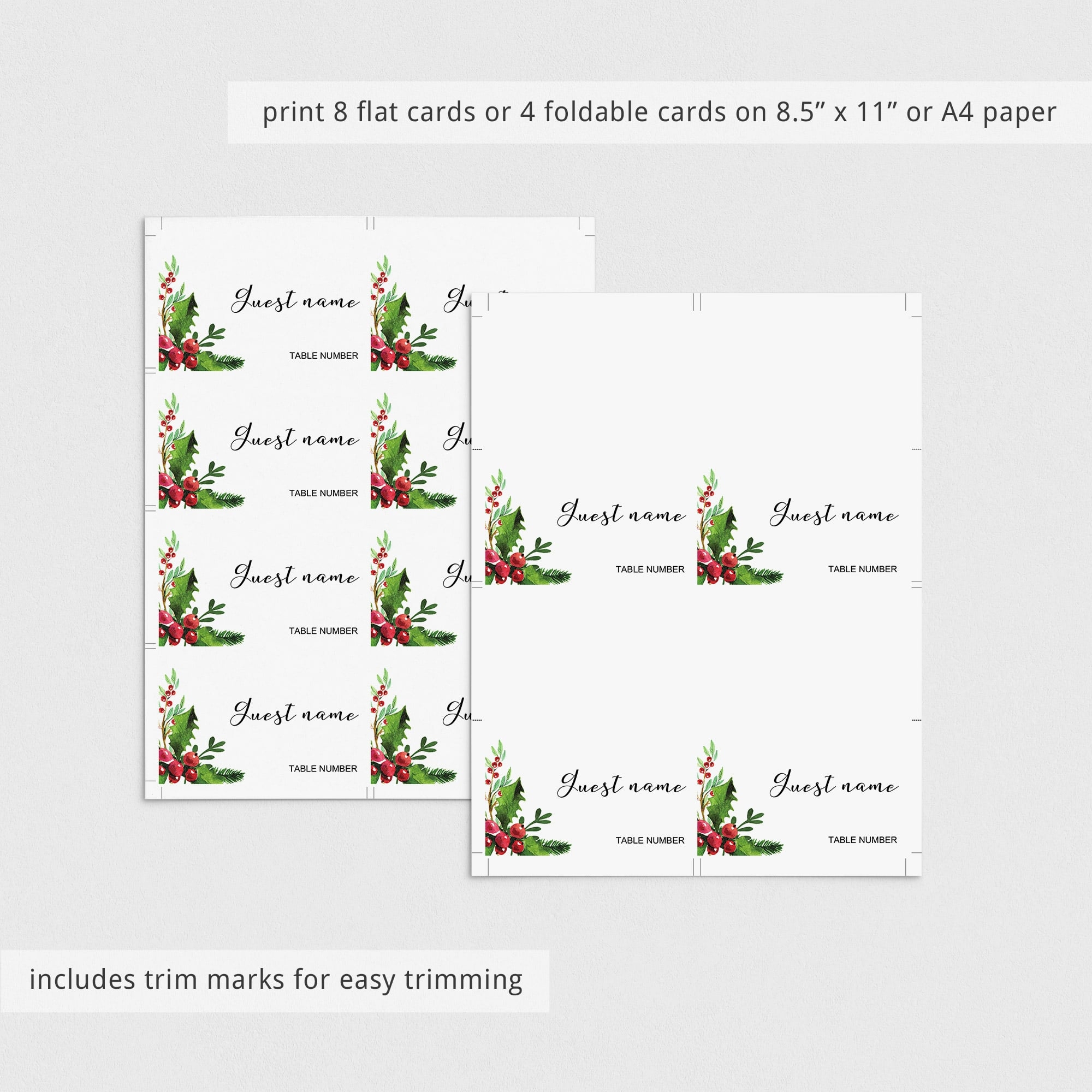 Free Printable Place Cards Template Christmas Download Free Printable 