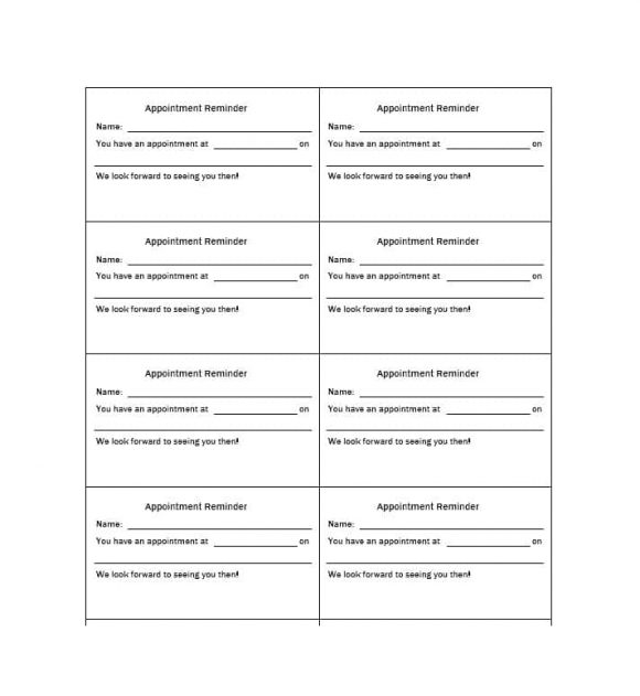 Free Printable Printable Appointment Card Template Printable Templates
