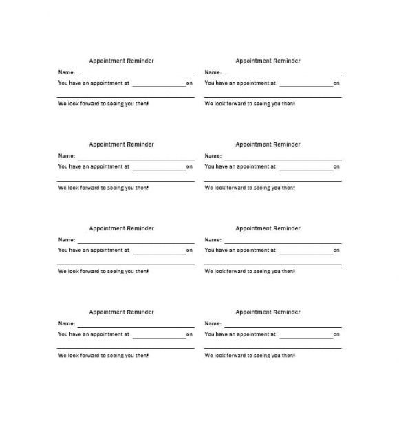free printable printable appointment card template