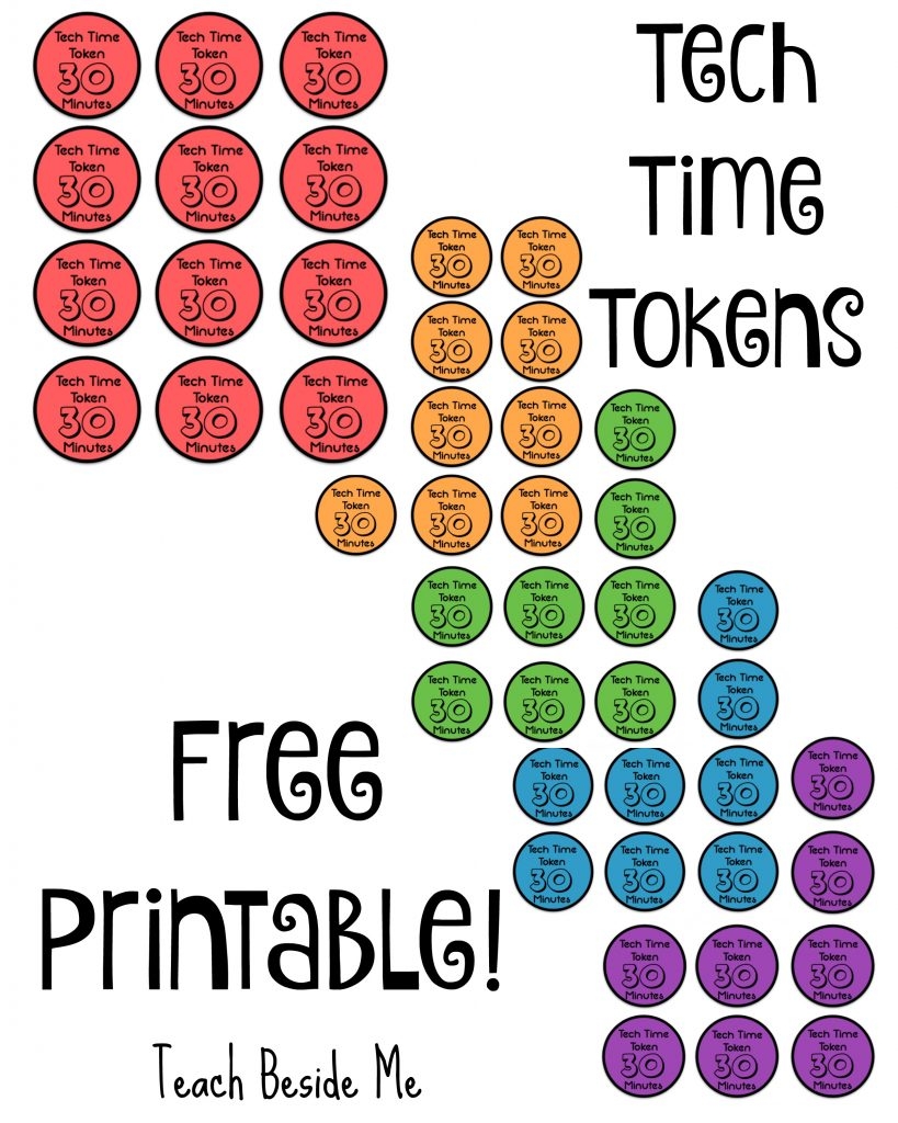 FREE Printable Tech Time Tokens Teach Beside Me