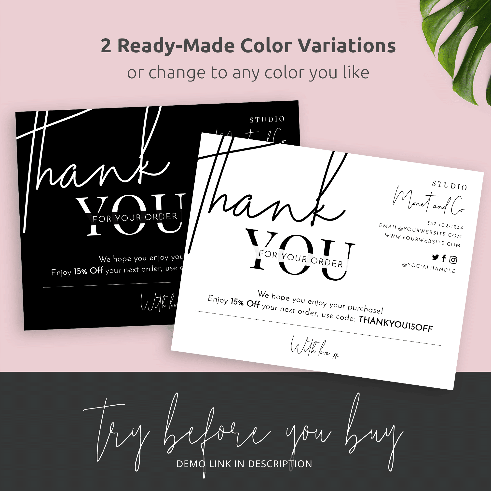 free printable thank you for your order cards template