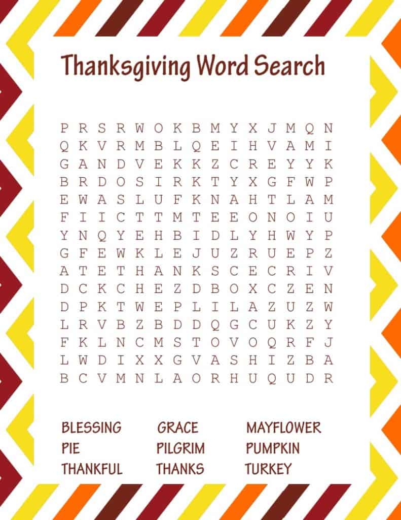free printable thanksgiving activities
