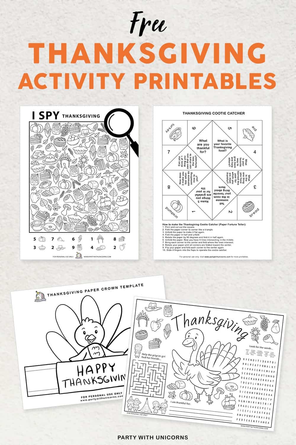 thanksgiving activity sheets free printable