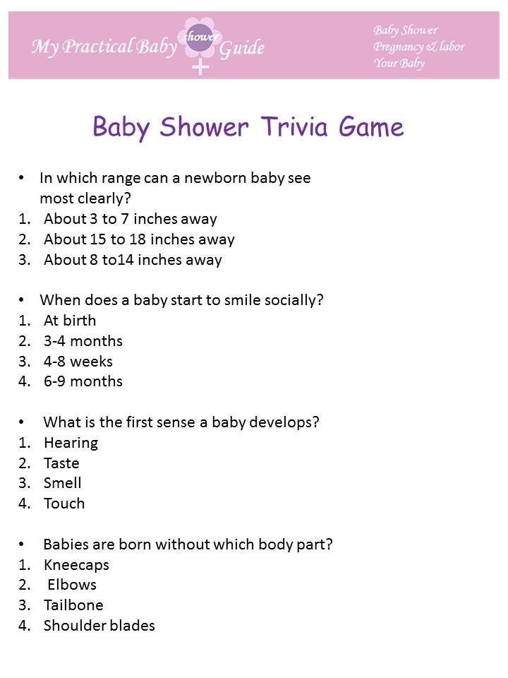  Free Printable Trivia Baby Shower Game Click To See More Free 