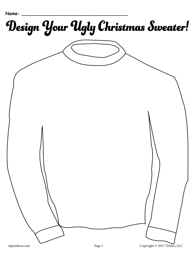 FREE Printable Ugly Christmas Sweater Activity Christmas Sweaters