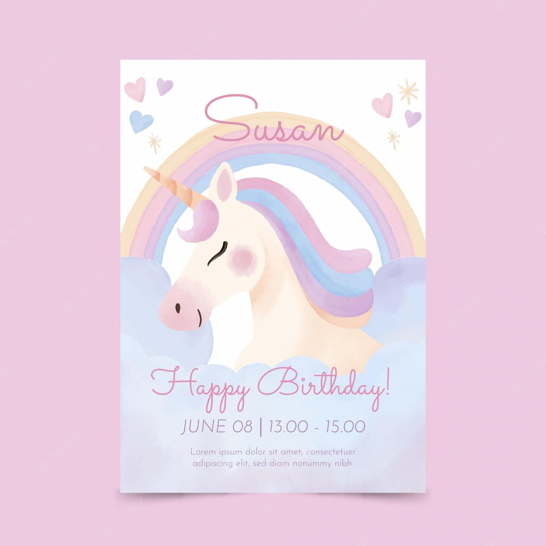 Free Printable Unicorn Birthday Card Template FREE Printable A Z