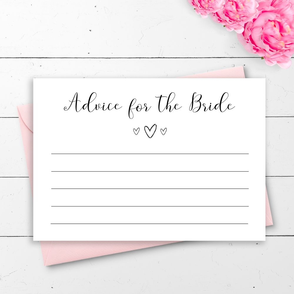 free printable wedding advice cards template