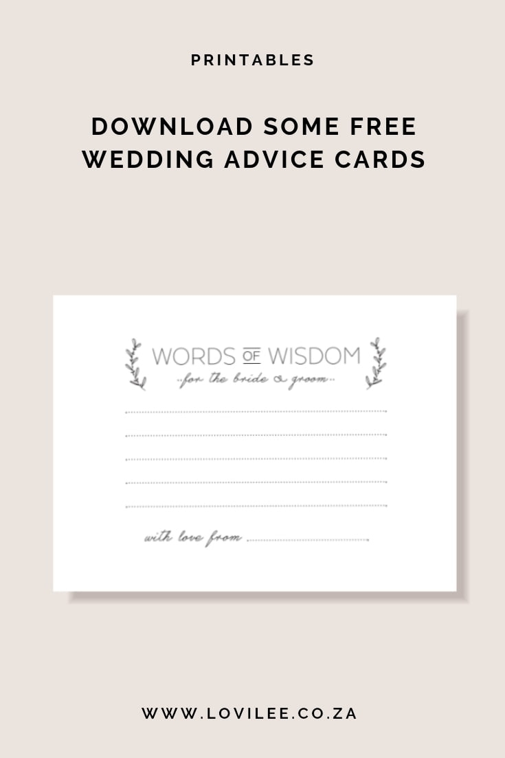Free Printable Wedding Advice Cards Template Free Printable
