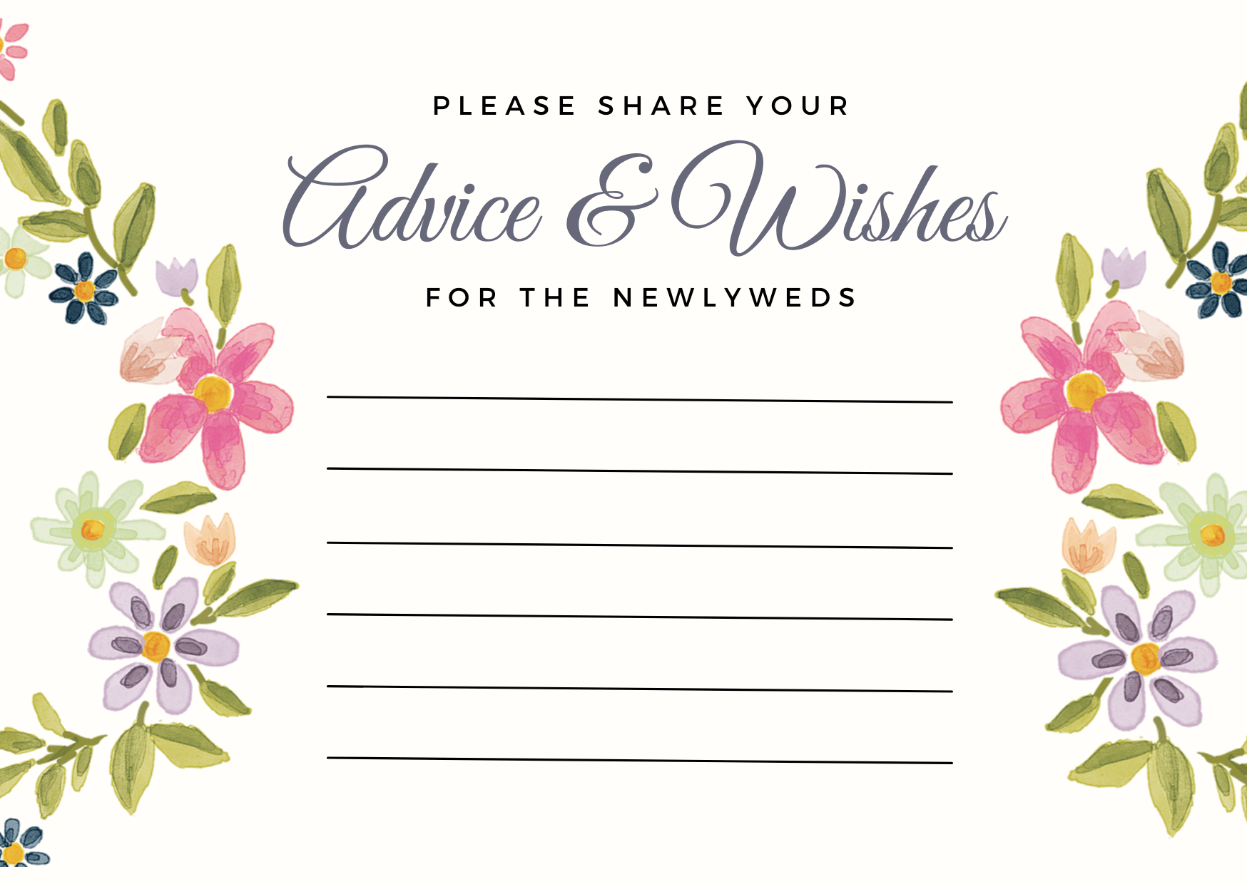 Free Printable Wedding Advice Cards Template Free Printable