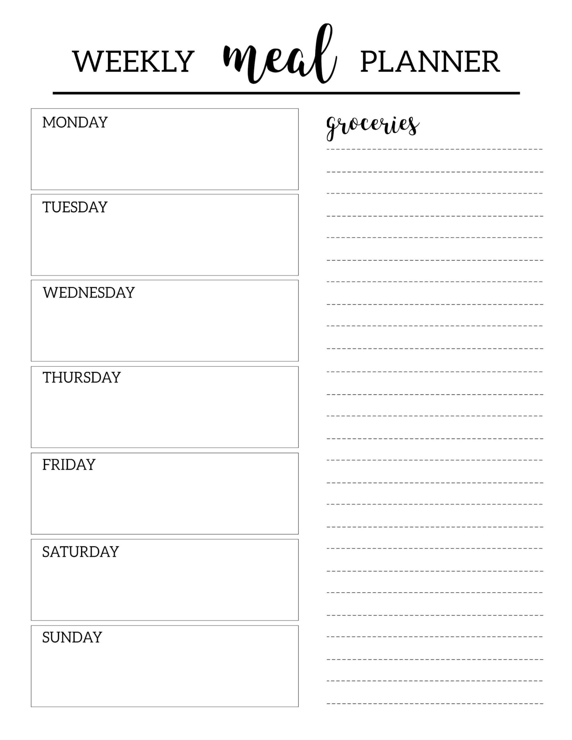 Free Printable Weekly Meal Plan Template Best Templates Resources