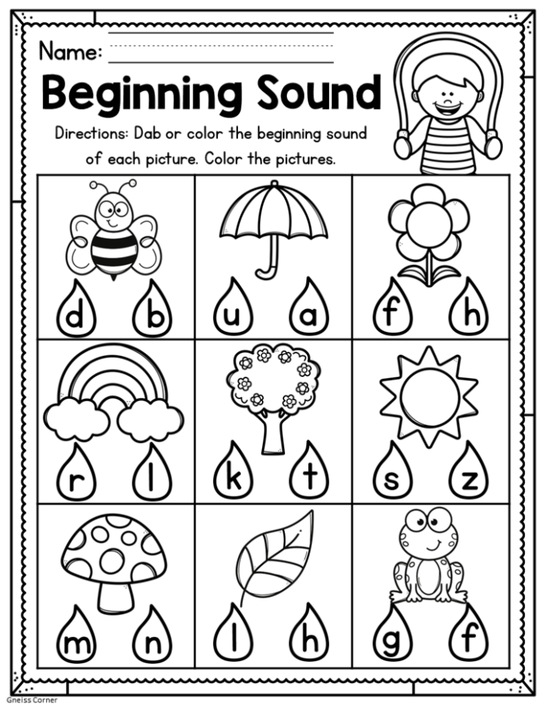 pre kindergarten activities printable
