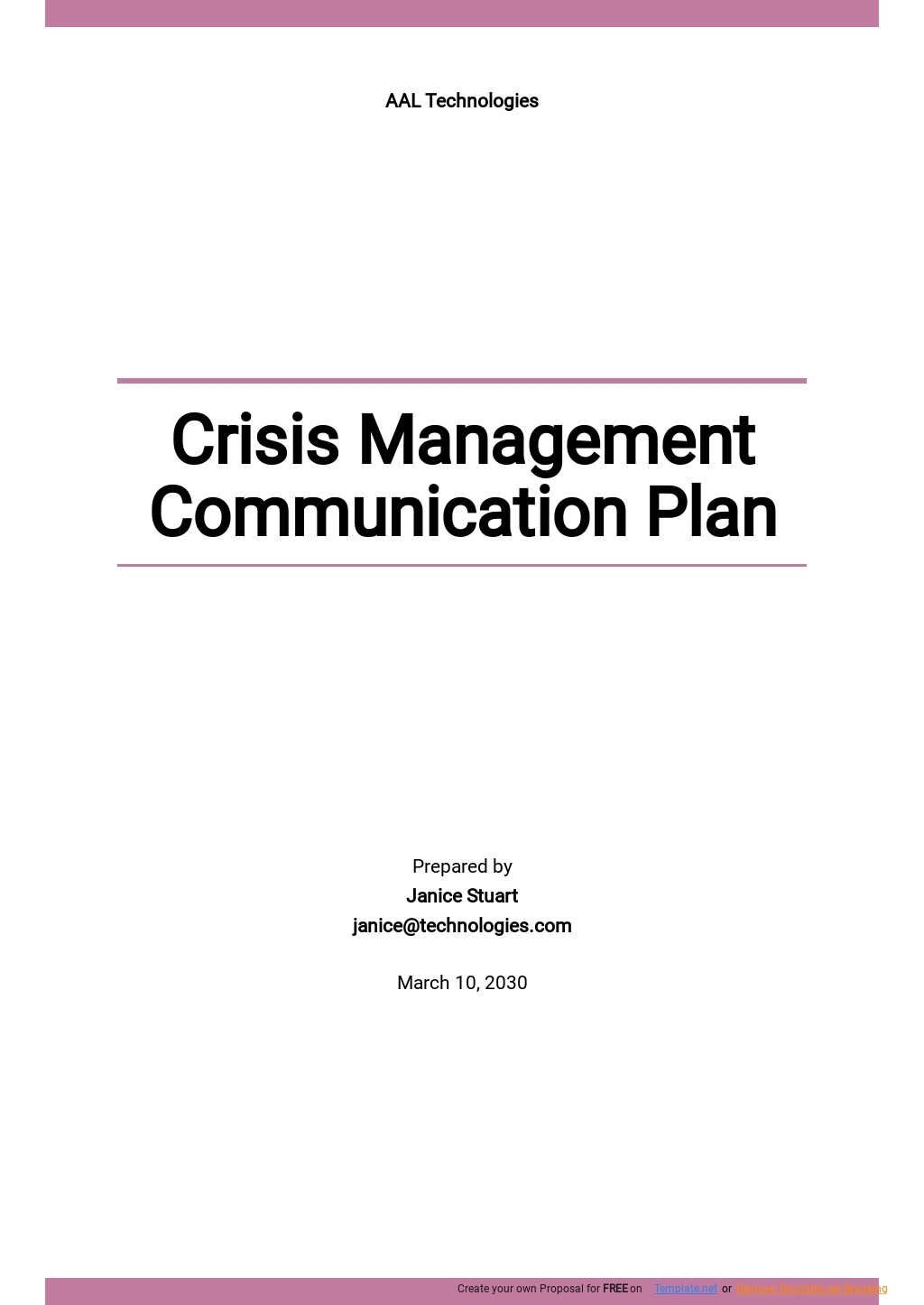 Free Sample Crisis Management Communication Plan Template Google Docs 