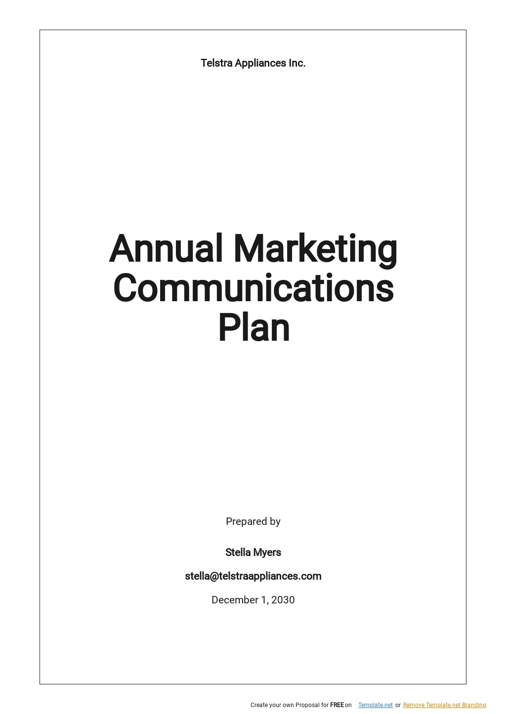 Free Simple Annual Marketing Plan Template Google Docs Word Apple 