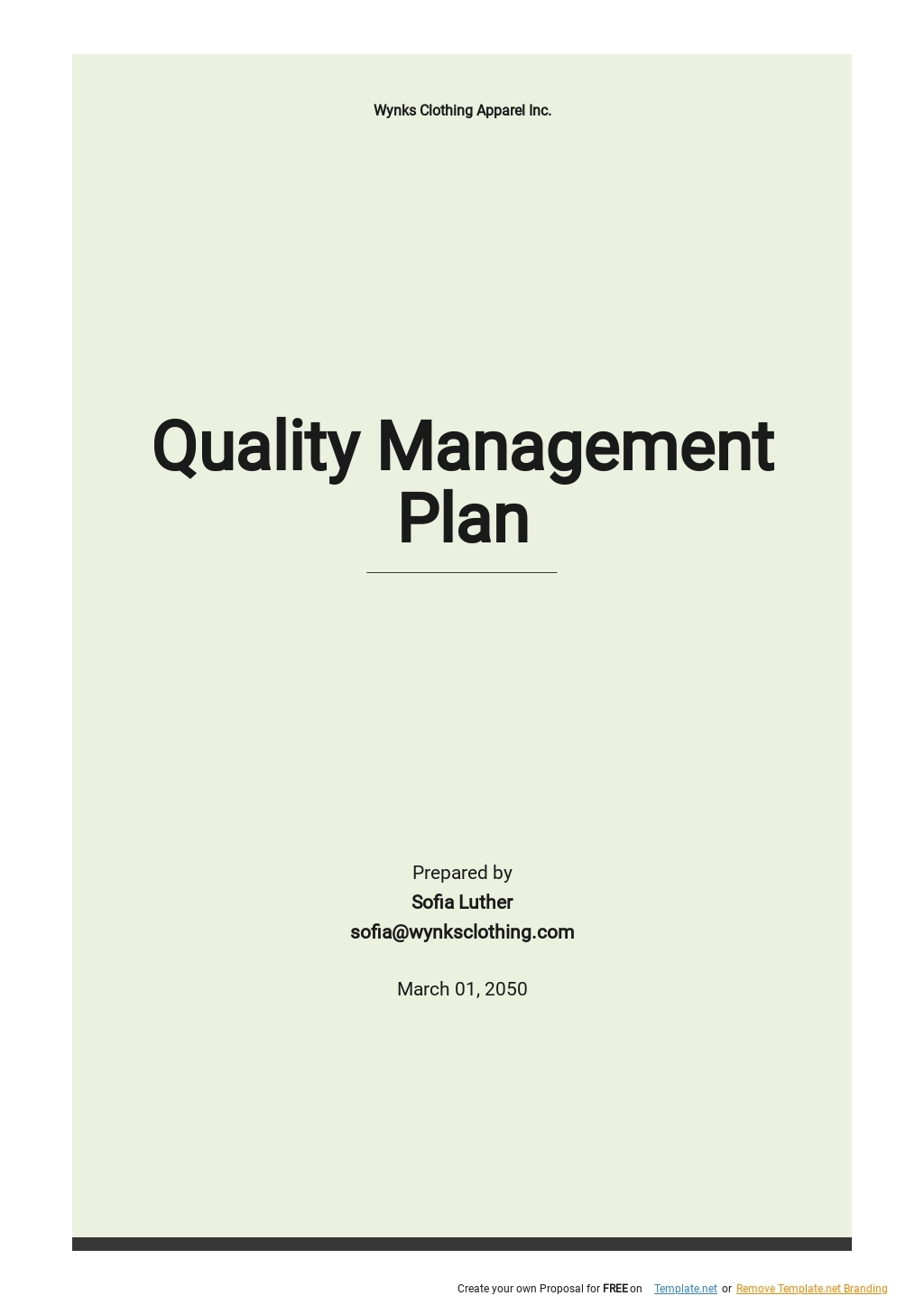 Free Simple Quality Management Plan Template Google Docs Word Apple 