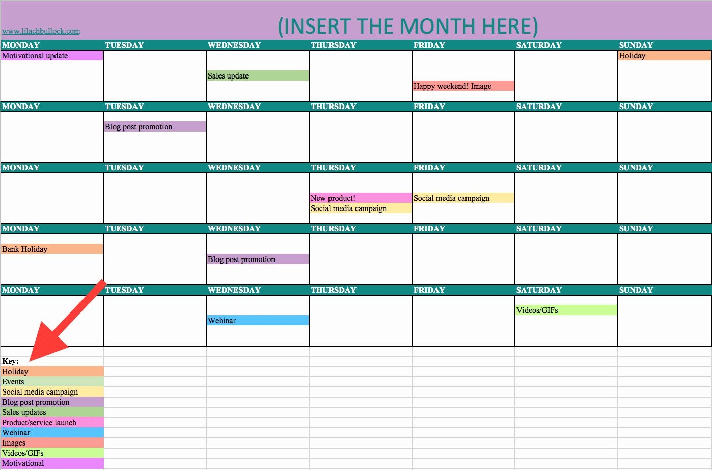 content plan for social media template