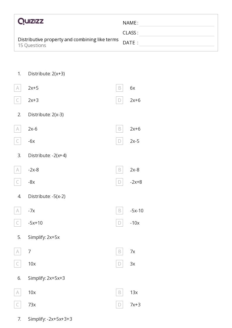 Free Solving Equations Using Distributive Property Worksheet Download 